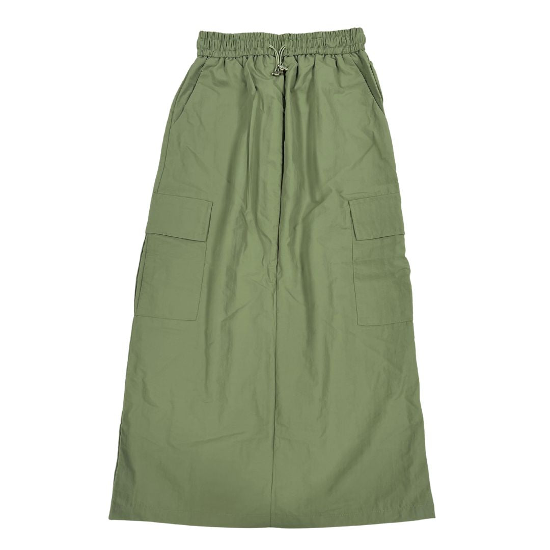 Parachute Drawstring Midi Skirt