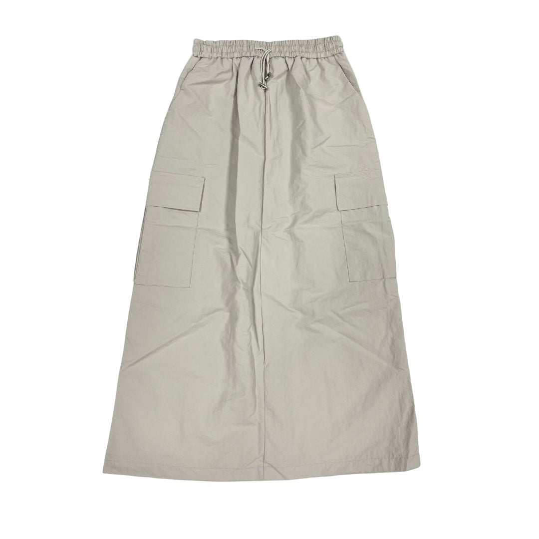 Parachute Drawstring Midi Skirt